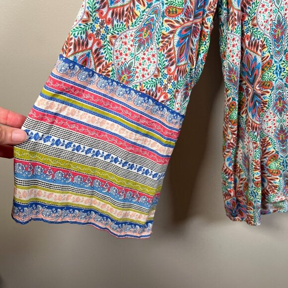 Sundance Andalusia Peasant Top Size Medium Split Neck Boho Tassels Bell Sleeves - Picture 5 of 9